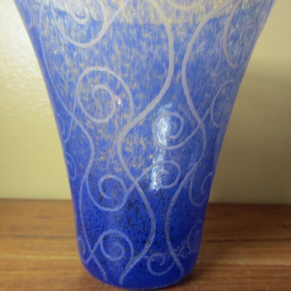 12 oz toyo sasaki art glass tumbler vase curly-q's BLUE (W5518) - Picture 3 of 6